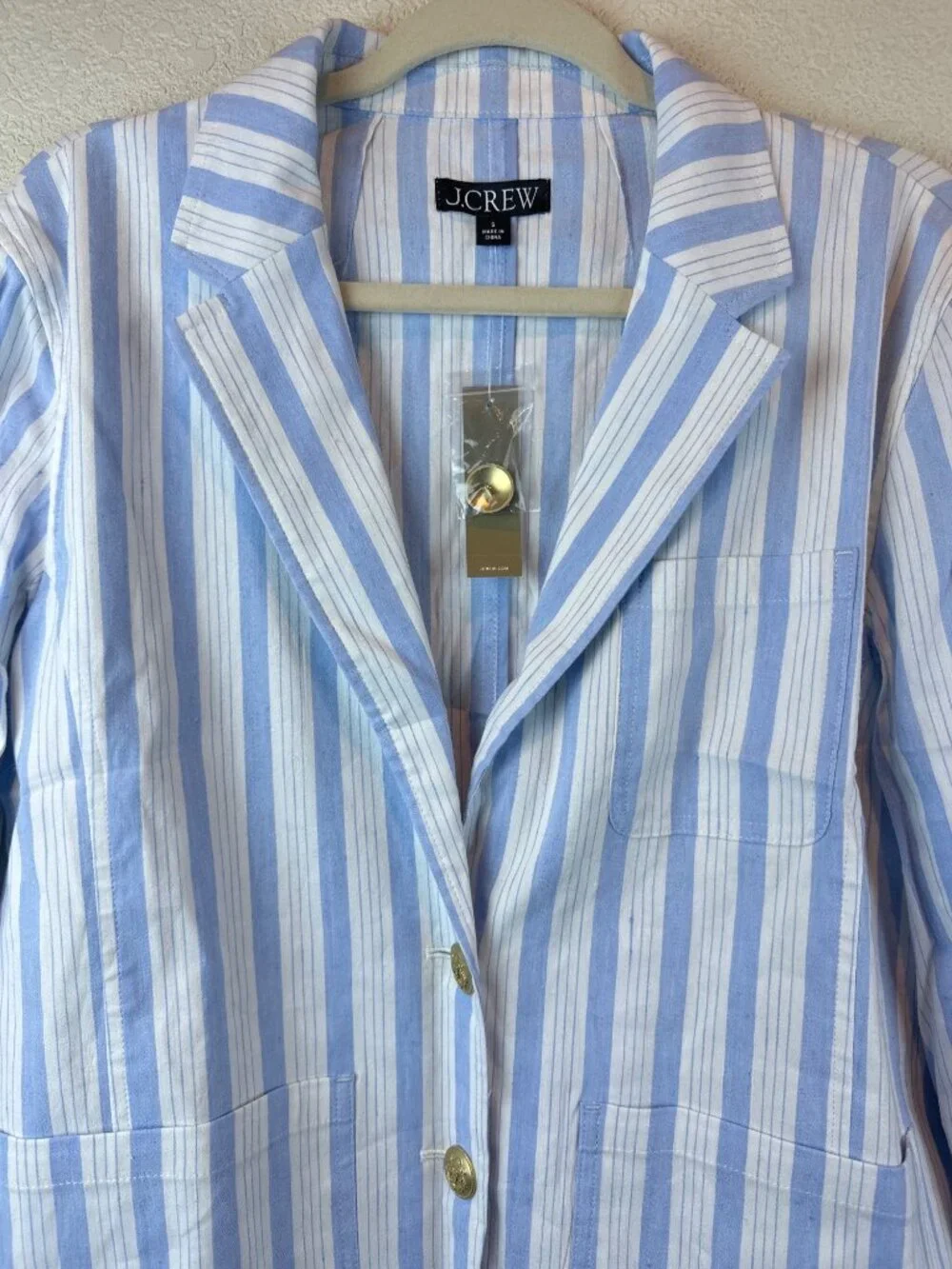 J. Crew Blue and White Striped Linen-Blend Blazer - Picture 4 of 10